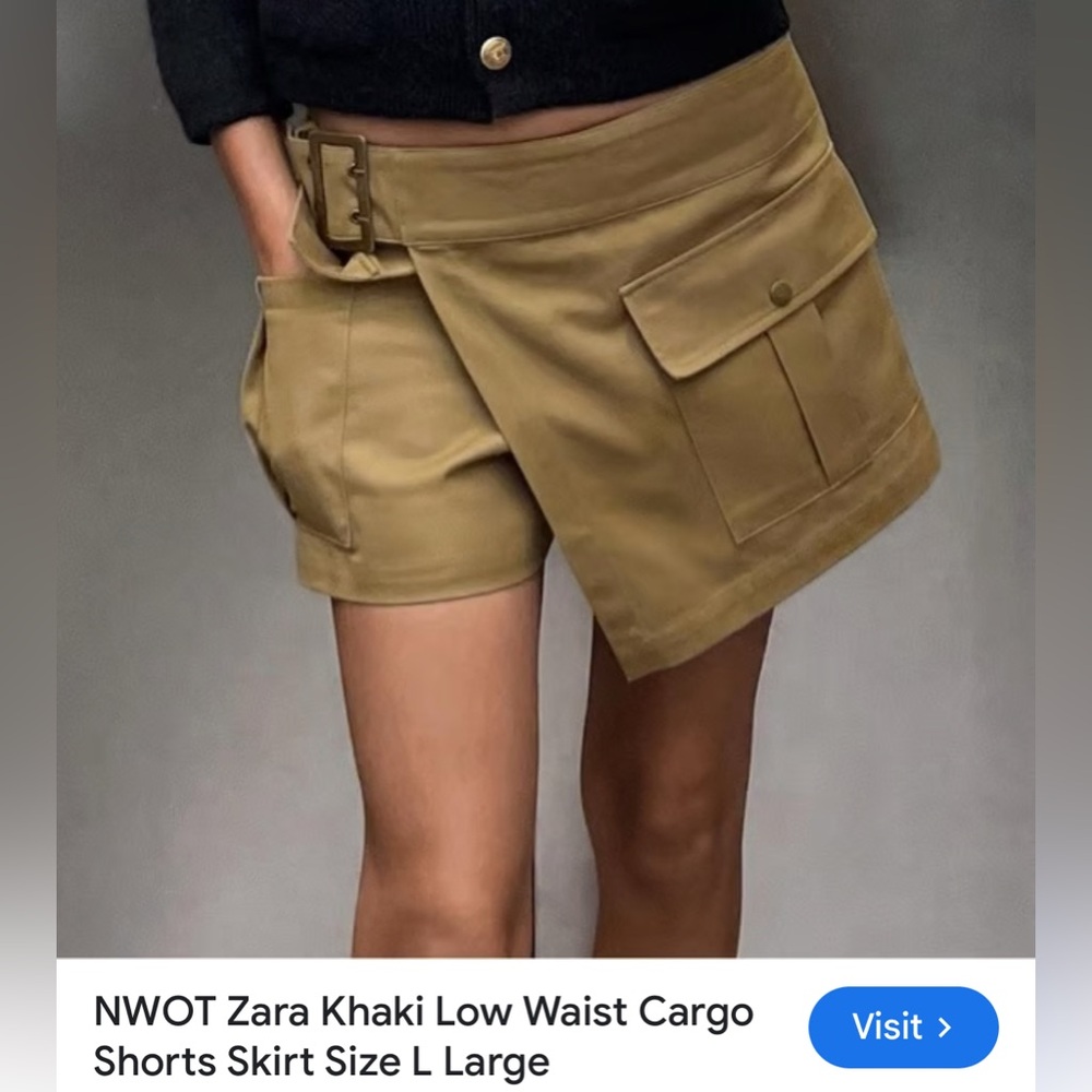 Zara Tan Cargo Shorts Skirt for Women - Low Rise XL
